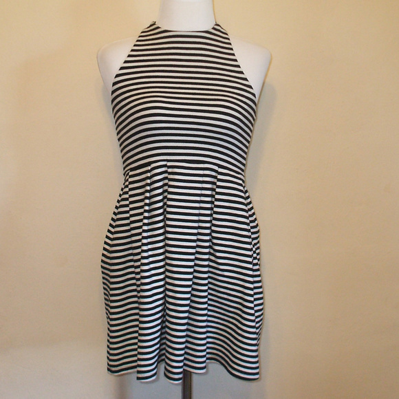 black and white striped skater dress